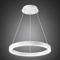 48 Inch LED Halo Pendant Light - Independent Up and Down Light - Watt Selectable 80W/60W/0W On Each Side -  Up to 6200 Lumens - Color Selectable 30K/35K/40K - 120-277V - With Suspension Hanging Kit - White Finish