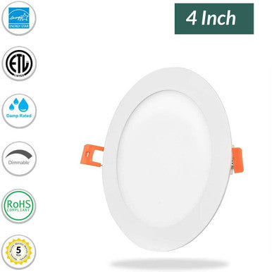 6 Inch Edge Lit Recessed LED Downlight - 12 Watt- 1000 Lumens - Color Selectable 27K/30K/35K/40K/50K - 120V - Dimmable - Black Finish - Recessed Can Not Required