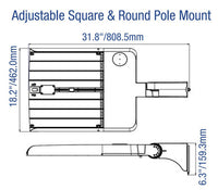 LED Pickleball Court Light - Watt Selectable  600W/480W/360W - 5000K Daylight - Max 100,000 Lumens - 120-277V - Adjustable Pole Mount - Bronze Finish