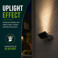 LED Uplight Adjustable Wallpack - Multi Watt Selectable 20W/30W/40W - Color Selectable 30K/40K/50K - Built-in Photocell with Switch - Bronze Finish - 0-10V Dimmable - 120-277V