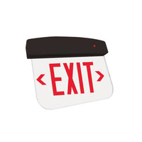 LED Plastic Edge Lit Exit Sign - Black Canopy Surface Mount with White Panel and Red Lettering - With Battery Back-Up