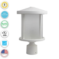 Tuscano LED Polycarbonate Post Light - White Finish - UL Listed Wet - 13 Watt - 1140 Lumens - 3000K Soft White