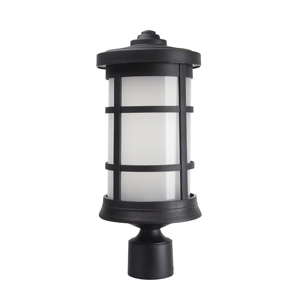 Milano Incandescent Polycarbonate Post Light - Black Finish - UL Listed Wet