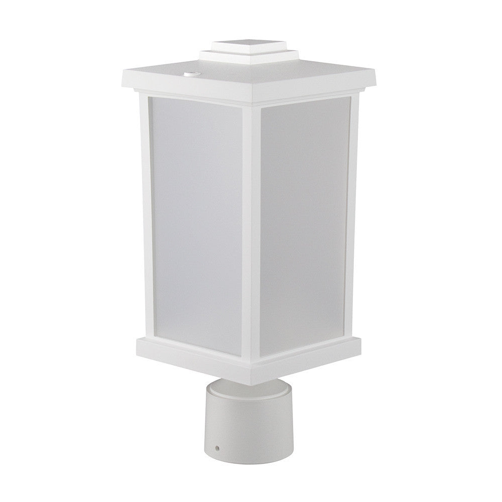 Napoli Incandescent Polycarbonate Post Light - White Finish - UL Listed Wet