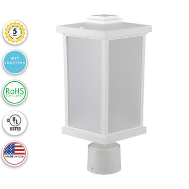 Napoli LED Polycarbonate Post Light - White Finish - UL Listed Wet - 13 Watt - 1140 Lumens - 3000K Soft White