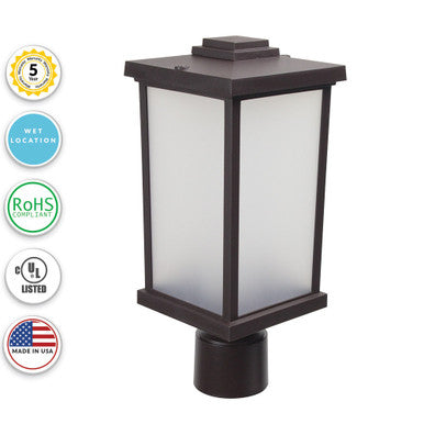 Napoli Incandescent Polycarbonate Post Light - Bronze Finish - UL Listed Wet