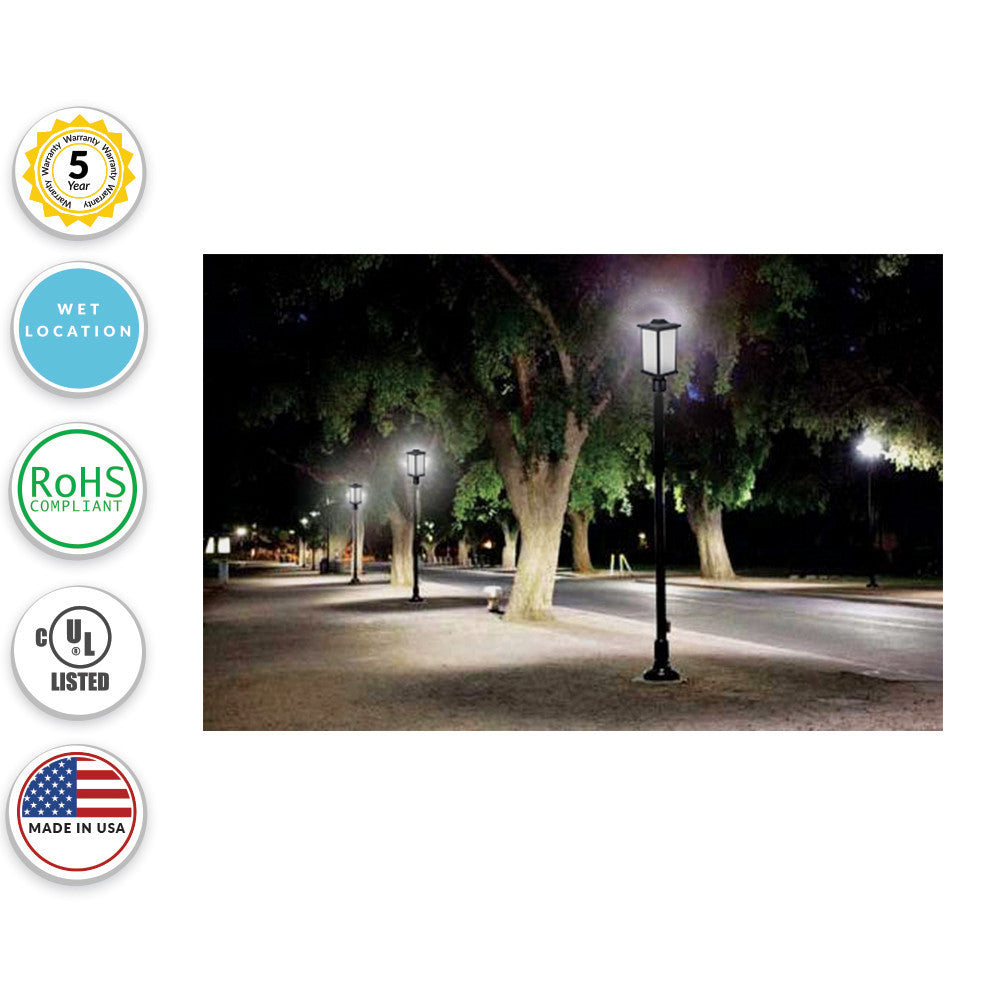 Napoli Incandescent Polycarbonate Post Light - White Finish - UL Listed Wet