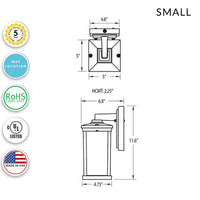 Napoli LED Small Polycarbonate Wall Light - Black Finish - UL Listed Wet - 13 Watt - 1140 Lumens - 3000K Soft White