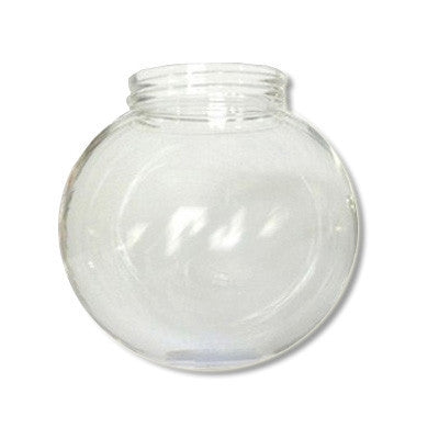 6 Inch Plastic Globe Threaded Lip Opening Clear Acrylic