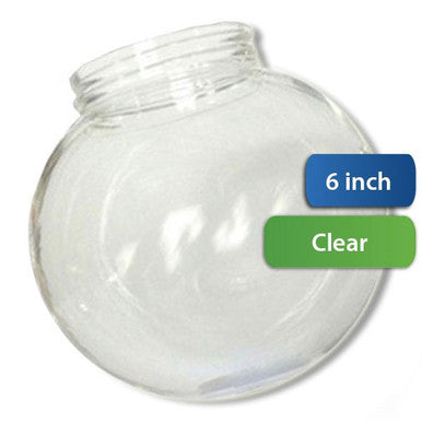 6 Inch Plastic Globe Threaded Lip Opening Clear Acrylic