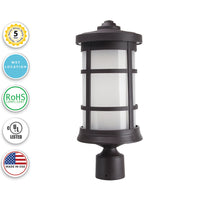 Milano LED Polycarbonate Post Light - Bronze Finish - UL Listed Wet - 13 Watt - 1280 Lumens - 4000K Cool White