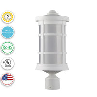 Milano LED Polycarbonate Post Light - White Finish - UL Listed Wet - 13 Watt - 1280 Lumens - 4000K Cool White
