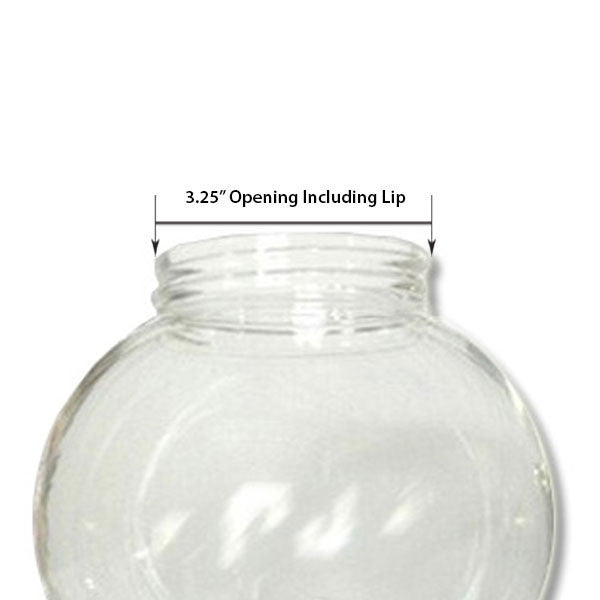 6 Inch Plastic Globe Threaded Lip Opening Clear Acrylic