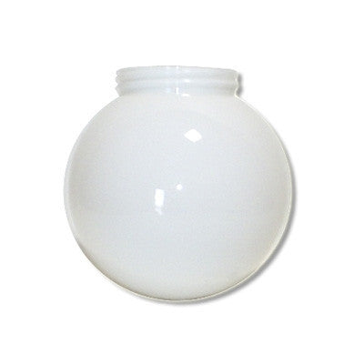6 Inch Plastic Globe Threaded Lip Opening White Acrylic