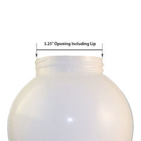 6 Inch Plastic Globe Threaded Lip Opening White Acrylic
