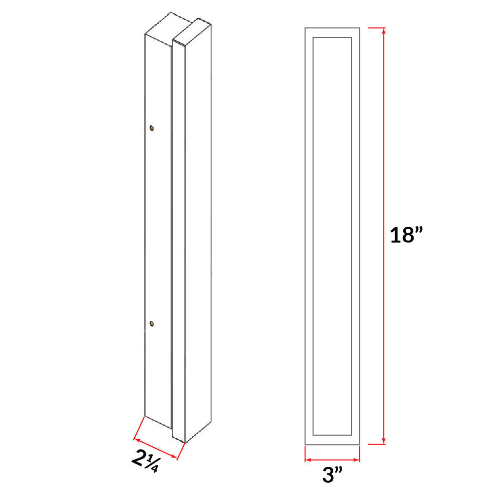 Decorative Back Lit LED Wall Sconce - 18in.X3in. - 18 Watt - Max Lumens 1272 - Color Temperature Selectable 30K/40K/50K - 120-277V - Black Finish
