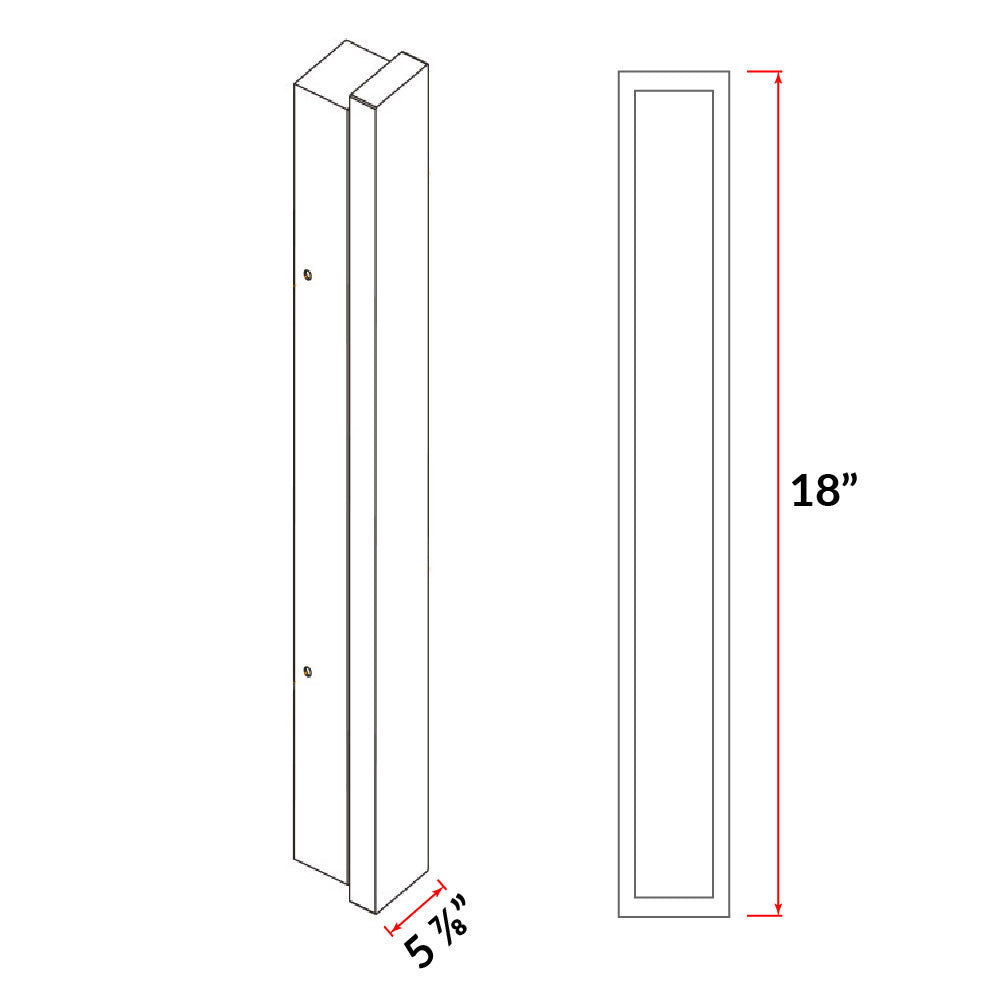 Decorative Edge Lit LED Wall Sconce - 18in.X5-7/8in. - 18 Watt - Max Lumens 1573 - Color Temperature Selectable 30K/40K/50K - 120-277V - Black Finish