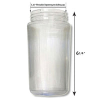 6 Inch Plastic Cylinder Threaded Lip Opening Clear Ribbed Acrylic