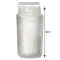 6 Inch Plastic Cylinder Threaded Lip Opening Clear Ribbed Acrylic