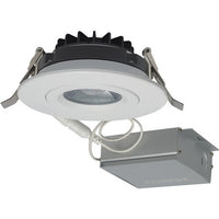 4 Inch LED Gimbal Round Downlight - White - 12 Watt - 850 Lumens - Color Temperature Selectable 2700K/3000K/3500K/4000K/5000K - 120V - Dimmable - Recessed Can Not Required