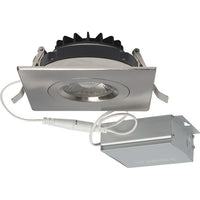 4 Inch LED Gimbal Square Downlight - Brushed Nickel - 12 Watt - 850 Lumens - Color Temperature Selectable 2700K/3000K/3500K/4000K/5000K - 120V - Dimmable - Recessed Can Not Required