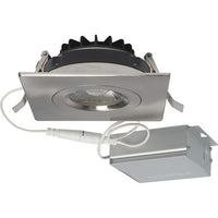 4 Inch LED Gimbal Square Downlight - Brushed Nickel - 12 Watt - 850 Lumens - Color Temperature Selectable 2700K/3000K/3500K/4000K/5000K - 120V - Dimmable - Recessed Can Not Required