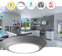 16 Watt LED Disk Ceiling Light - 10 Inch Round - 1300 Lumens - Color Selectable 30K/40K/50K - 120V - Brushed Nickel Finish - Dimmable