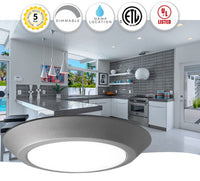 16 Watt LED Disk Ceiling Light - 10 Inch Round - 1300 Lumens - Color Selectable 30K/40K/50K - 120V - Brushed Nickel Finish - Dimmable