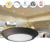 16 Watt LED Disk Ceiling Light - 10 Inch Round - 1200 Lumens - Color Selectable 30K/40K/50K - 120V - Bronze Finish - Dimmable