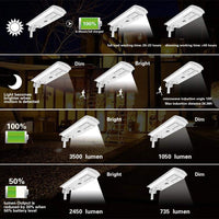 LED Solar Dusk to Dawn Light - 50 Watt - 5000 Lumens - 5000K Daylight - Pole Mount - with Motion Sensor