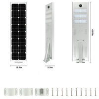 LED Solar Street Light - 80 Watt - 8000 Lumens - 5000K Daylight - Pole Mount - with Motion Sensor - White Finish