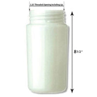 8 Inch Plastic Cylinder Threaded Lip Opening White Acrylic