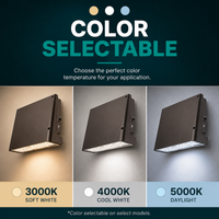 Slim Full Cut Off LED Wall Pack Fixture - 65 Watt - Color Selectable 30K/40K/50K - Lumen Adjustable - With Photocell