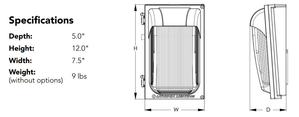 TWX LED Size 1 Wallpack, LED, Package 2, 5000K, 120-277V, Photocell,  buttontype, Black finish,  super durable