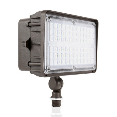 45 Watt LED Landscape Flood Light - Knuckle Mount - 6000 Lumens - 5000K Daylight - 120-277V - Bronze Finish