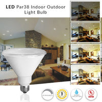 LED PAR38 Bulbs - Indoor Flood Bulb Replacements - 120V E26 Base - Choose Your Color Temperature