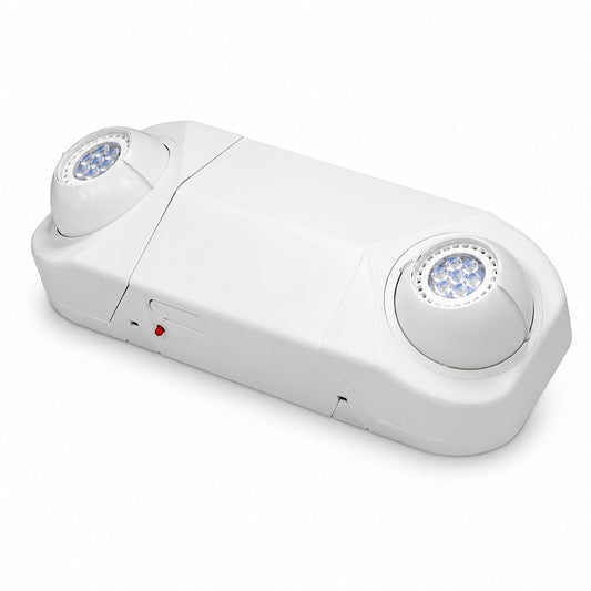 2 lamp emergency light, white, 120/277V, adjustable LED MR-16 heads, 5000K daylight