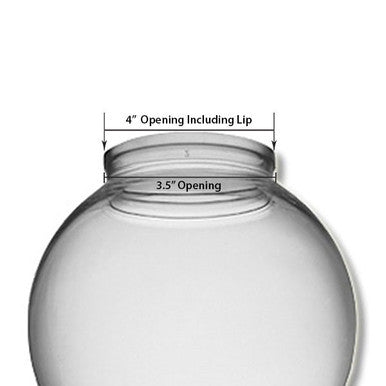 12 Inch Plastic Globe Plain Lip Opening Clear Acrylic
