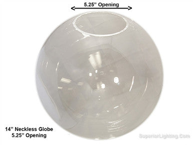 14 Inch Plastic Globe Neckless Opening Clear Acrylic