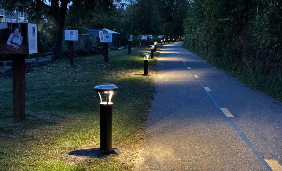 LED Solar Bollard Lights with Remote - Height 36 Inches- 2 Watt - 350 Lumens - Color Selectable 30K/50K - Anchor Bolts & Plate Included - Black Finish