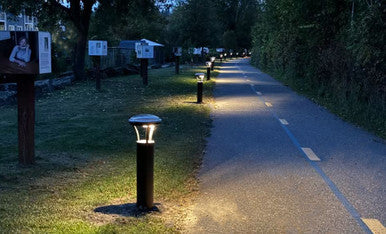 LED Solar Bollard Lights with Remote - Height 36 Inches- 2 Watt - 350 Lumens - Color Selectable 30K/50K - Anchor Bolts & Plate Included - Black Finish