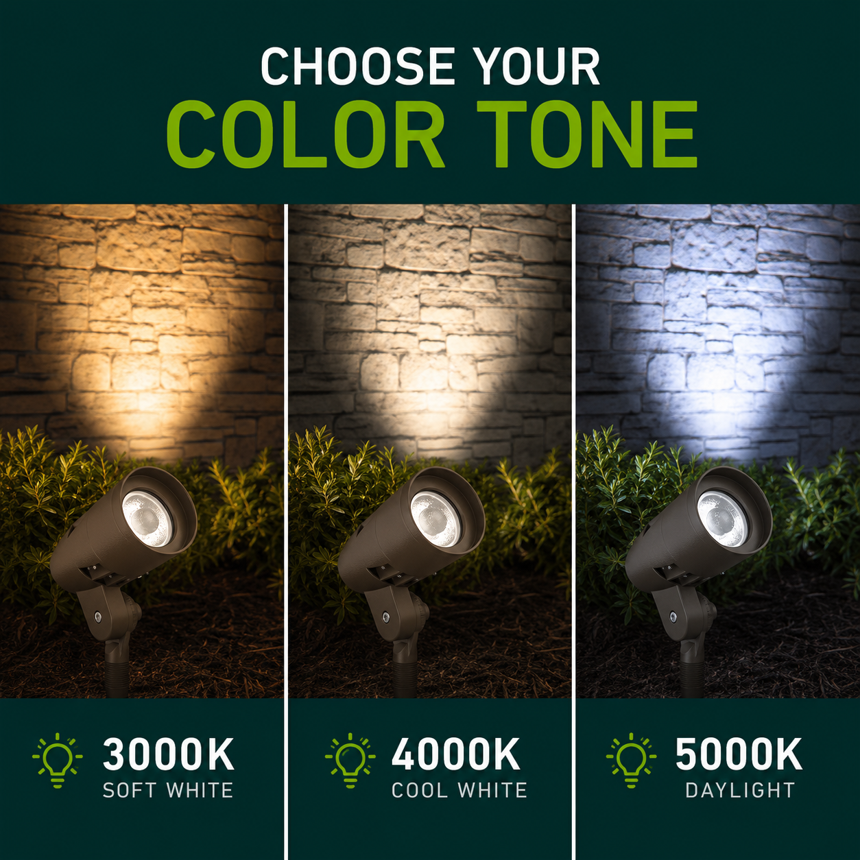 LED Fully Adjustable Spot Light Fixtures - Commercial Landscape Lighting - Options Available For Voltage, Wattage and Either Black or Bronze Finish