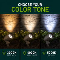 LED Fully Adjustable Spot Light Fixtures - Commercial Landscape Lighting - Options Available For Voltage, Wattage and Either Black or Bronze Finish