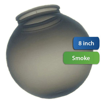 8 Inch Plastic Globe Plain Lip Opening Smoke Acrylic
