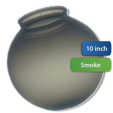 10 Inch Plastic Globe Plain Lip Opening Smoke Acrylic