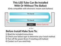 LED T8 - U-Shape Retrofit Bulb - 2 Foot - 13 Watt - 2000 Lumens - 5000K Daylight - Electronic T8 Ballast Compatible & Bypass Ballast