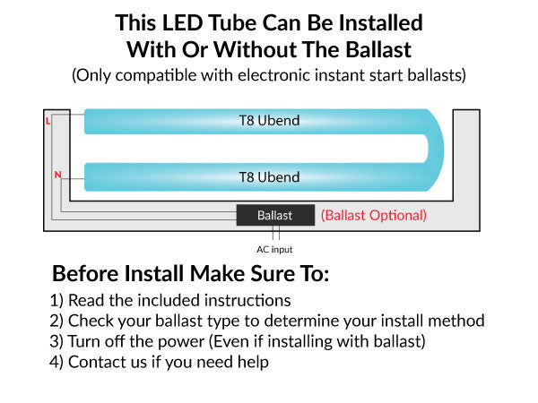 LED T8 - U-Shape Retrofit Bulb - 22 Inch - 13 Watt - 1800 Lumens - 3500K Neutral White - Electronic T8 Ballast Compatible & Bypass Ballast