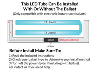 LED T8 - U-Shape Retrofit Bulb - 22 Inch - 13 Watt - 1800 Lumens - 3500K Neutral White - Electronic T8 Ballast Compatible & Bypass Ballast
