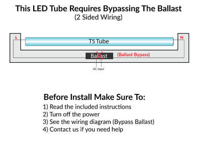 7 Watt T5 LED Ballast Bypass Mini Bi-Pin 700 Lumens 21 Inches Long 4000K Cool White - Replaces F13T5/CW