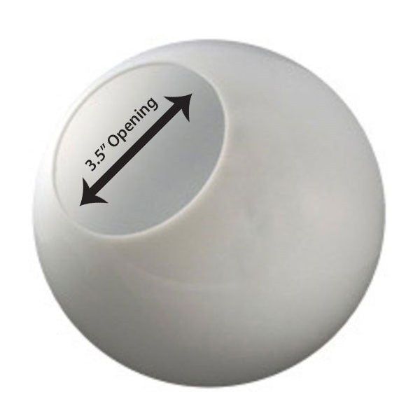 8 Inch Plastic Globe Neckless Opening White Acrylic